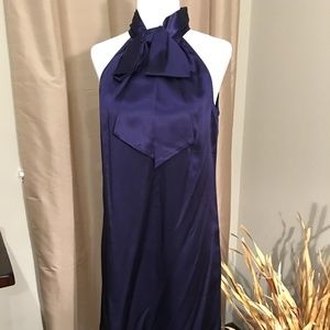 Ann Taylor Loft midnight blue halter neck dress w/ keyhole detail